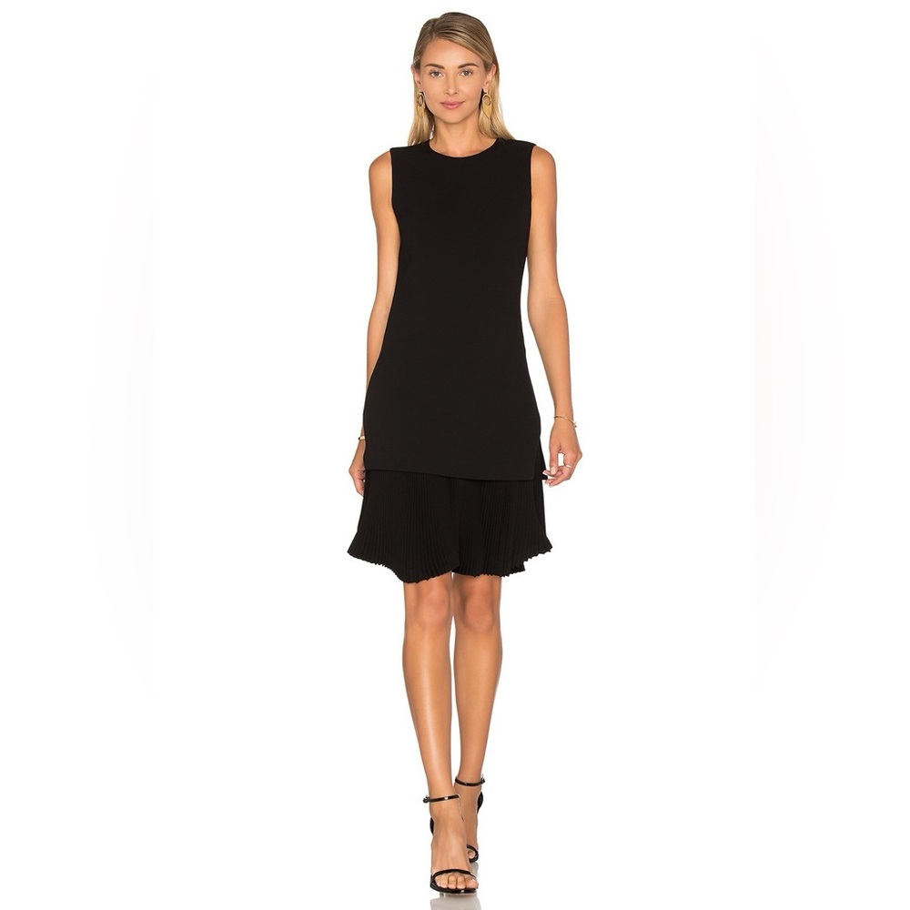 THEORY Theory Felicitina Sleeveless Black Crepe Mini Dress Fluted Skirt Size 8 - Picture 14 of 14